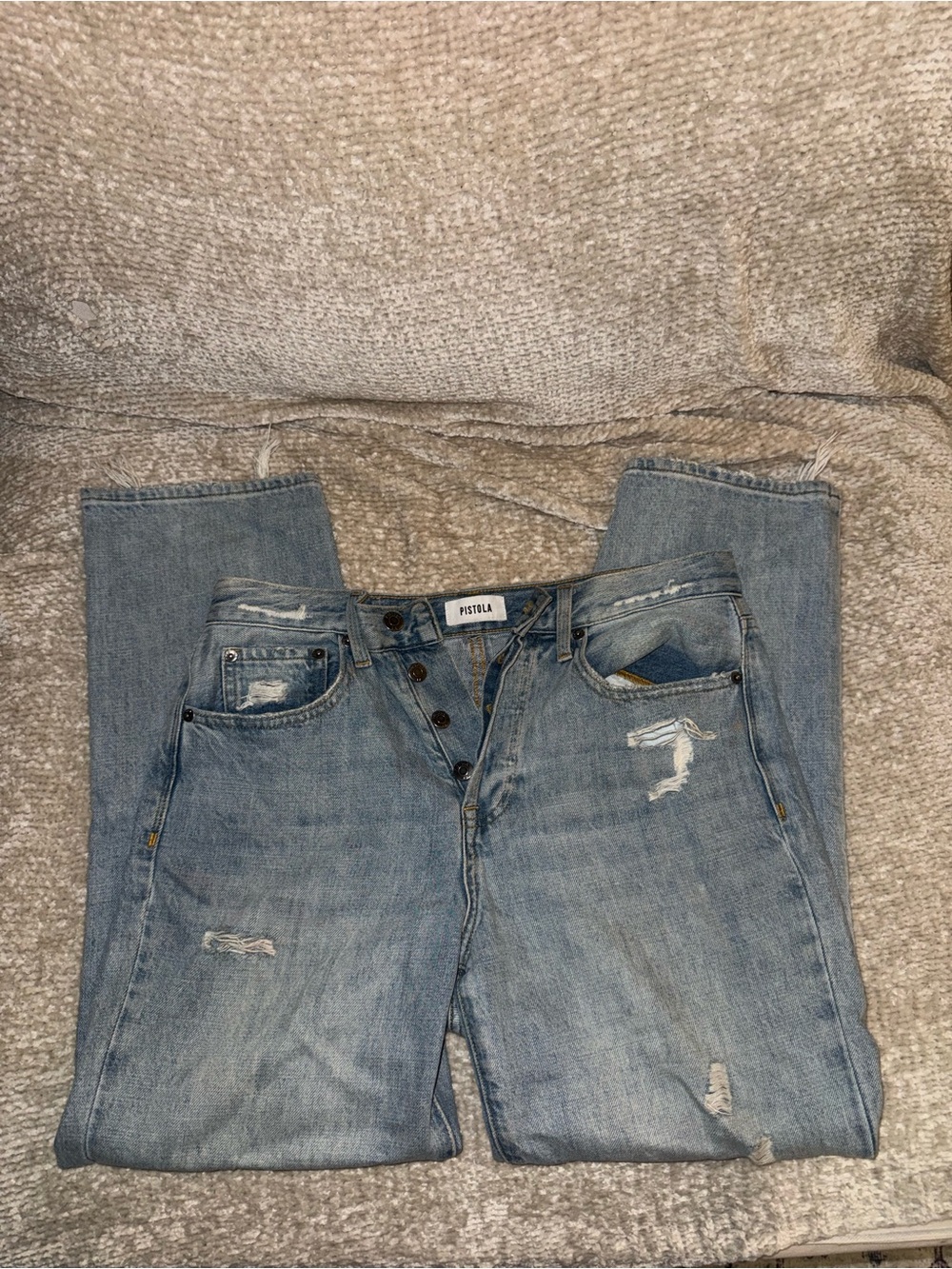 Pistola Straight Leg Distressed Jeans Size 27